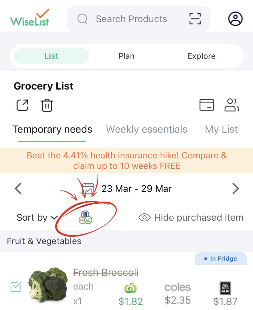 grocery compare between coles, woolworths and aldi