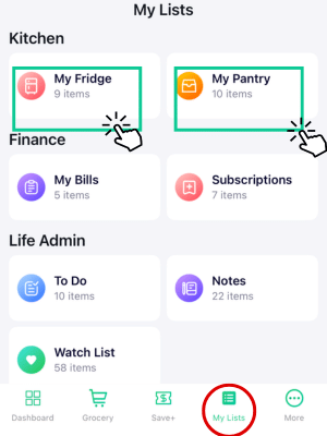 Fridge & Pantry List