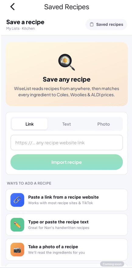 save a recipe
